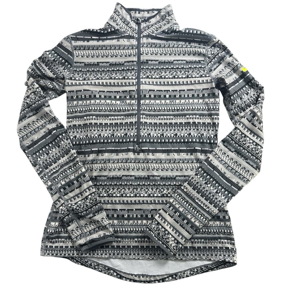 Nike Pro Women’s Medium Dri-FIT Half Zip Pullover Gray Print Long Sleeve